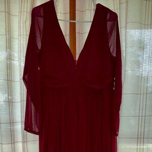 🍷 SHEIN Wine Red Maxi Dress – Illusion Detail (Size XL) 🍷